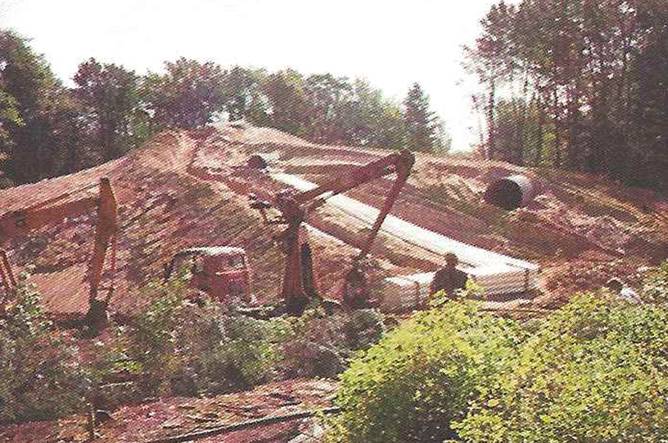 Image of the construction of a water slide ride.