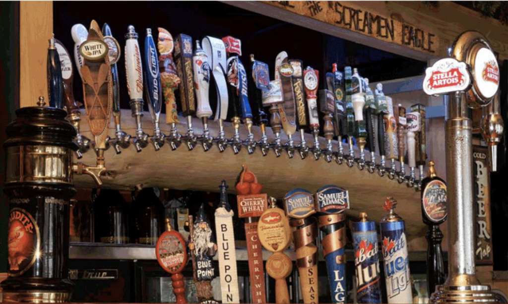 Picture of a variety of beers on tap